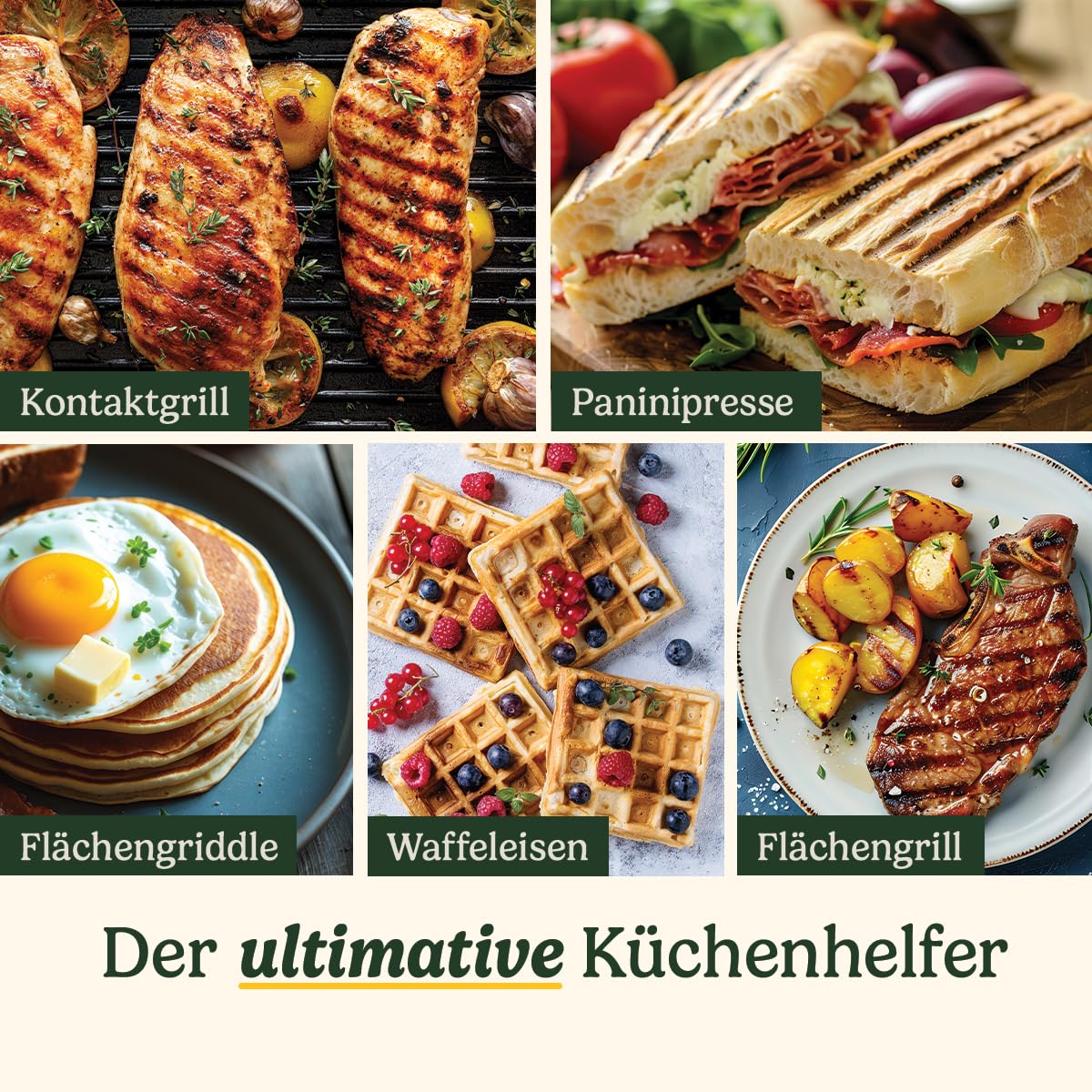 Cuisinart 6-in-1 Grill, Griddle & Waffeleisen | Kontaktgrill, Flächengrill, Kombi-Grill/Griddle, Waffelplatten | Wendeplatten mit Antihaftbeschichtung | Digitalanzeige | SearBlast