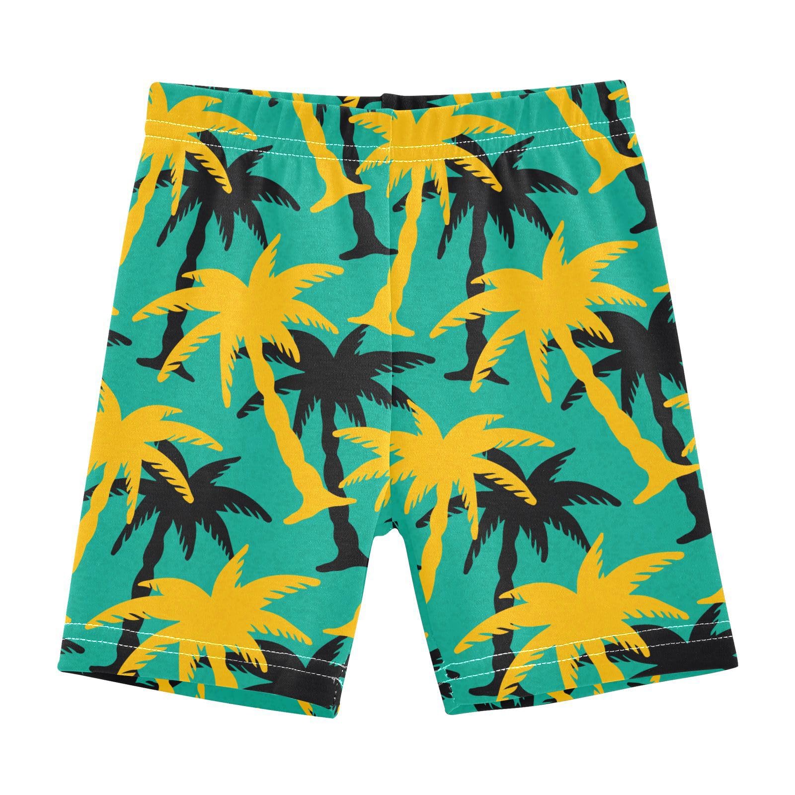 JHKKU Girls Palm Trees Shorts Cotton Cartwheel Bike Kids Biker Under Dress Dance Short Girl Clothes 10Y