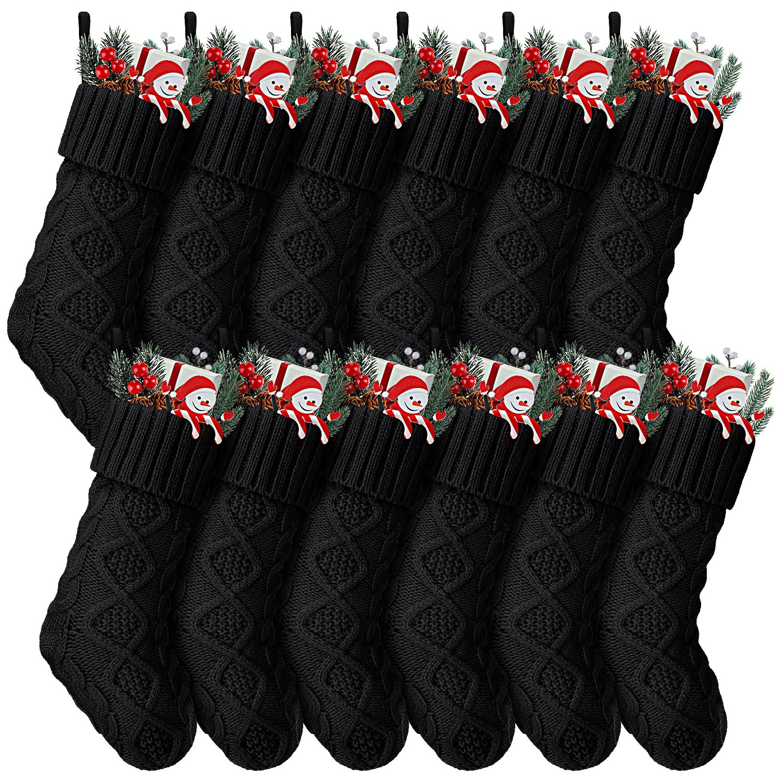 Chaussettes de Noël tricotées pour une décoration de cheminée familiale et rustique en lot de 12