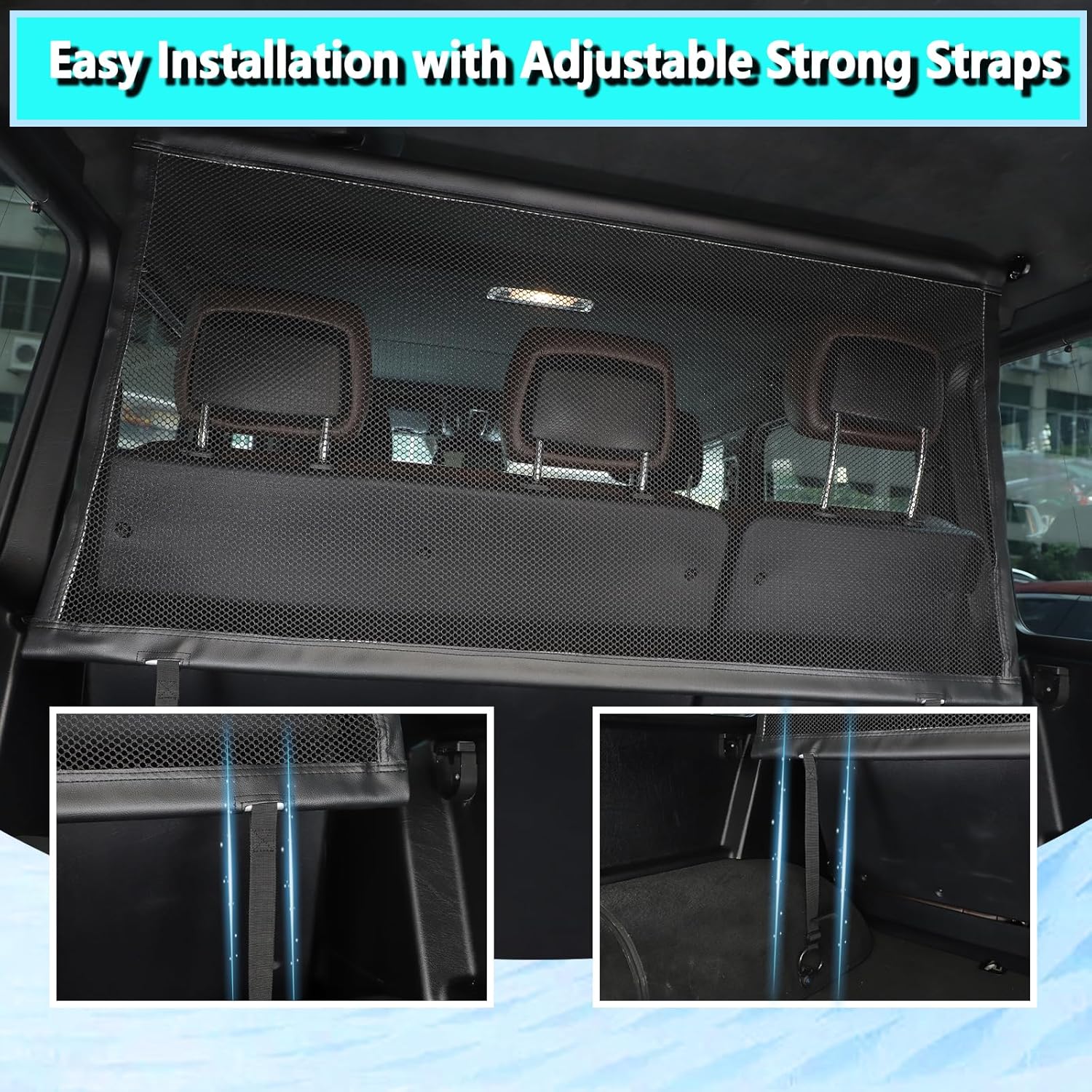 Compatible for Mercedes-Benz G-Class 1986-2018 Universal Pet Barrier | Heavy-Duty Backseat & Trunk Dog Fence | Adjustable Mesh Car Divider for W460 W461 W463 G500 G55 G63 G65 AMG Models (Black)