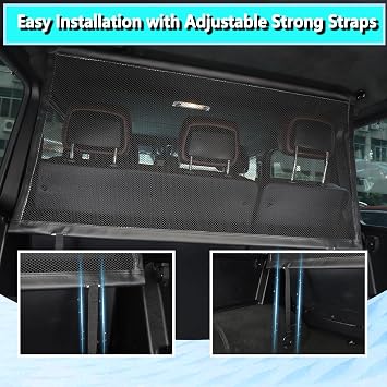 Compatible for Mercedes-Benz G-Class 1986-2018 Universal Pet Barrier | Heavy-Duty Backseat & Trunk Dog Fence | Adjustable Mesh Car Divider for W460 W461 W463 G500 G55 G63 G65 AMG Models (Black)
