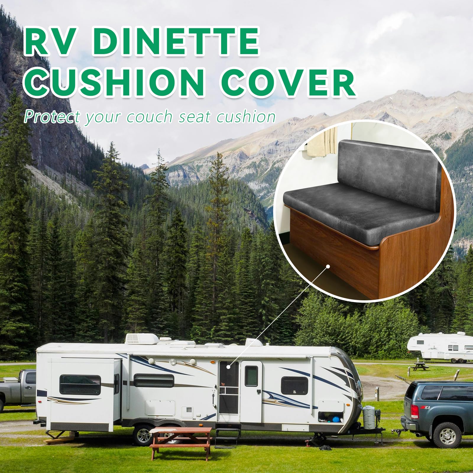 molasofa Federa per cuscino in pelle simile a camper Dinette, fodera elasticizzata per sedile per camper e panca per auto (2 coperture per panca e 2 schienali, grigio chiaro-02)