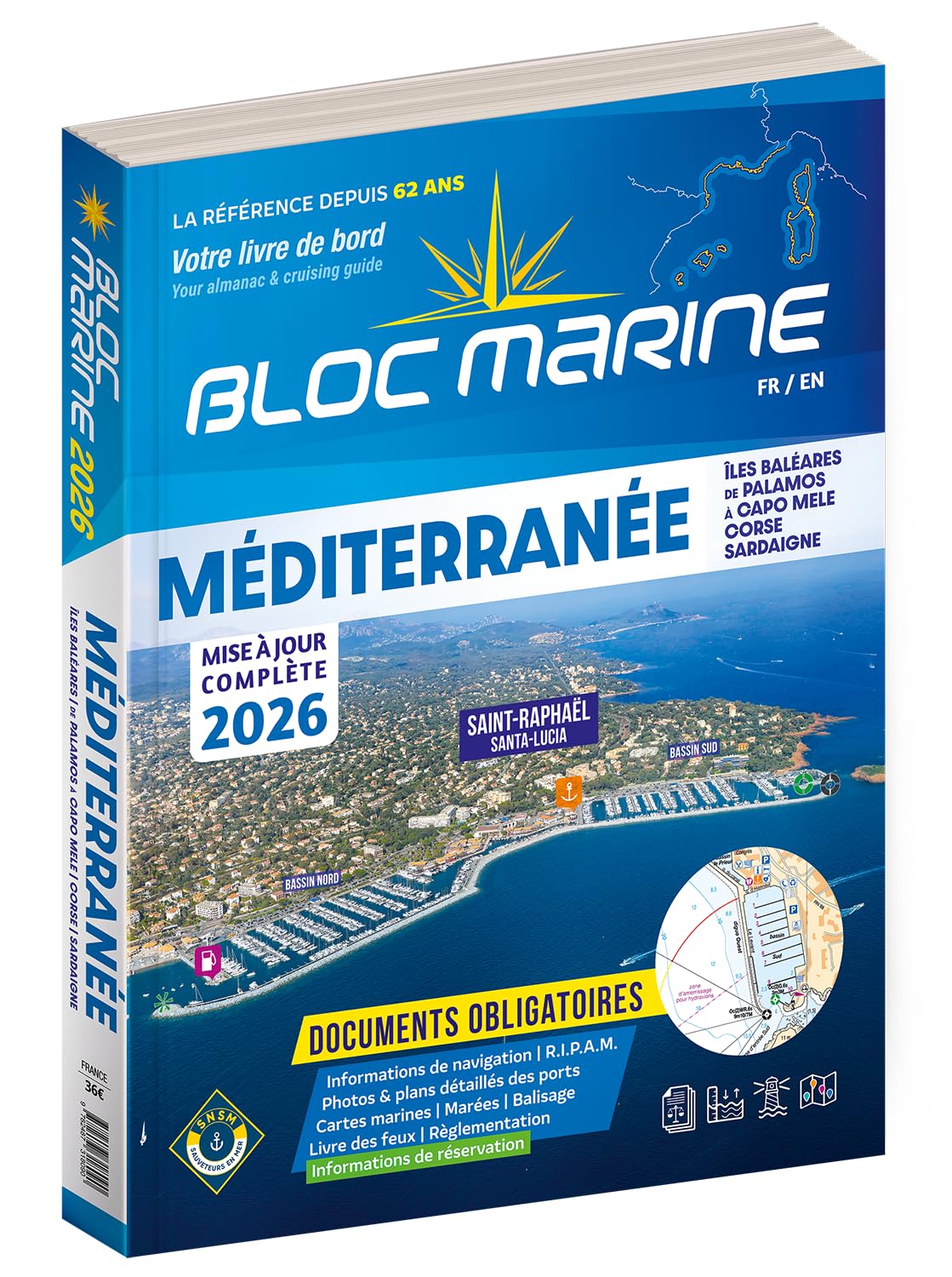 Bloc Marine 2026 - Méditerranée, Guide nautique du plaisancier, cartographie marine et plans de port