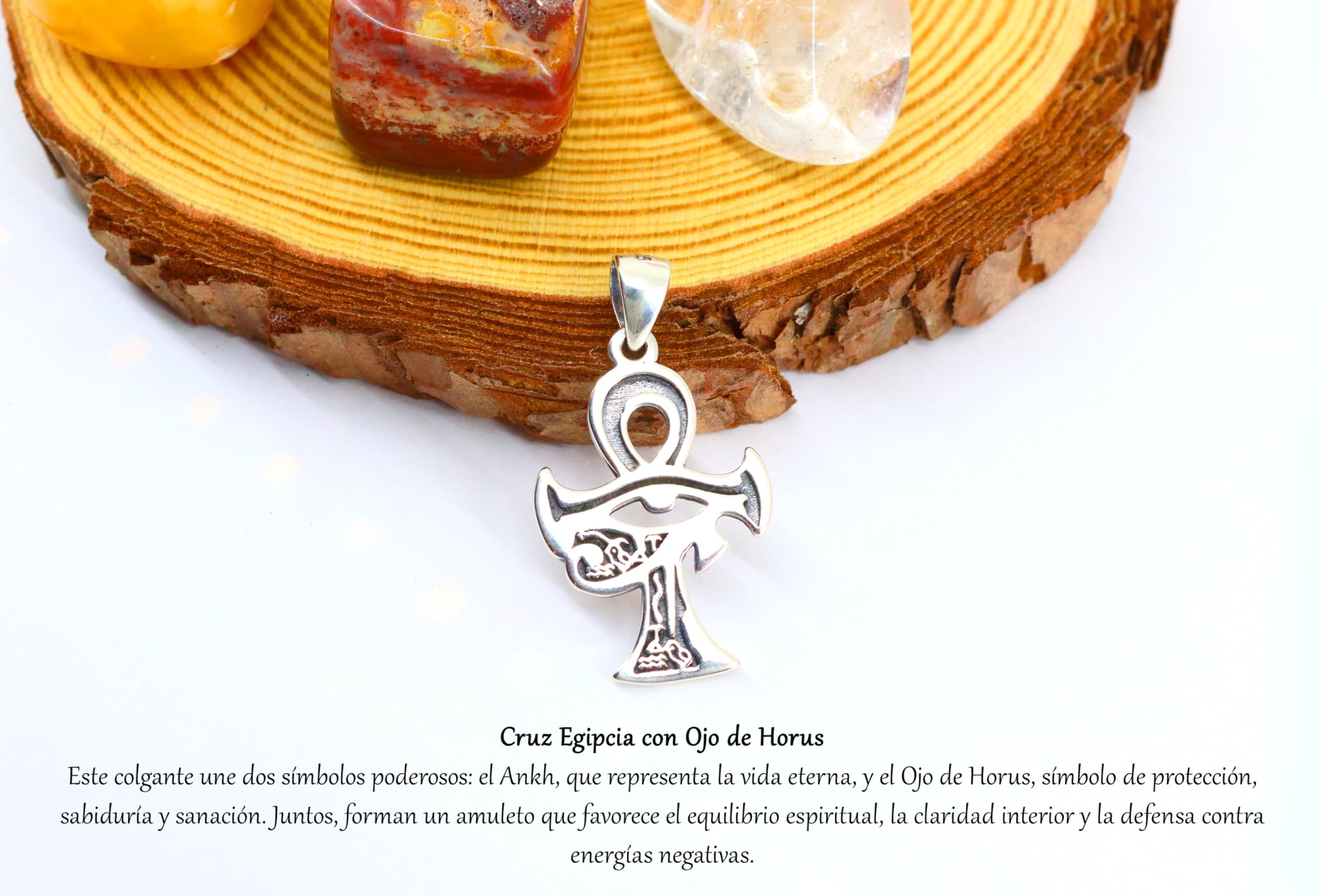 Only faith Colgantes Esotéricos de Plata de ley 925, Sello de 7 Arcángeles y Cruz Egipcia con Ojo de Horus, 3 cm