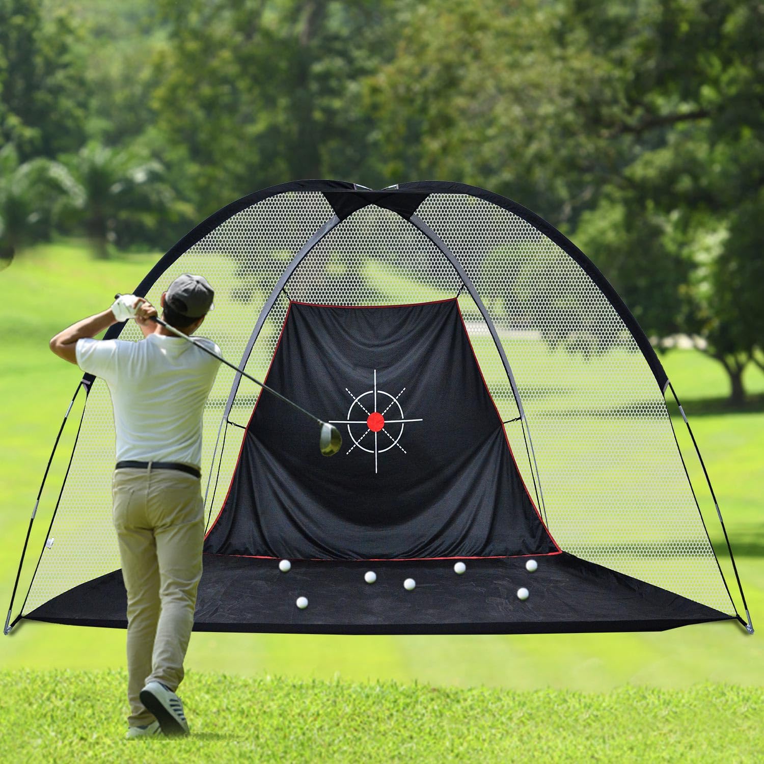 KAIDIDAGolf Practice Hitting Nets for Backyard Driving Indoor Use Heavy Duty Practice Golf Driving Nets for Backyard Premium Portable Golf Impact Nets Cages with Frame