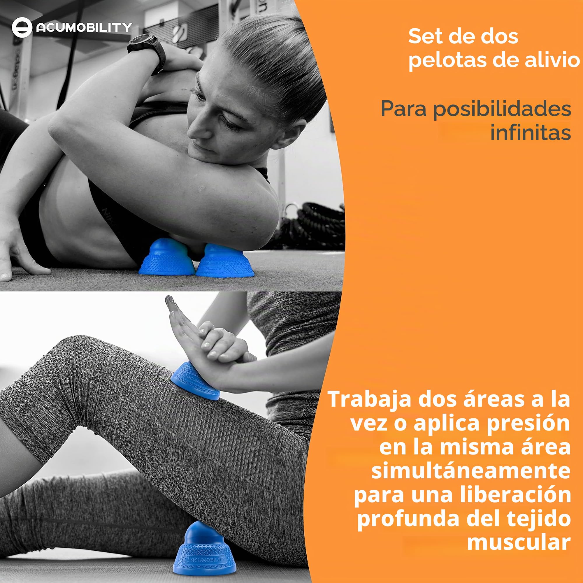 Acumobility Rodillo de bola de masaje, 2 unidades, punto de activación, bolas de masaje, bola de masaje de pies, bola de terapia física (presión profunda)