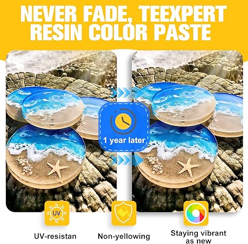 Miniatura 3 de Teexpert Pasta de pigmento para resina epoxi 10.15 oz10.1 fl oz total altamente concentrado y fácil de mezclar 6 colores opaco líquido epoxica