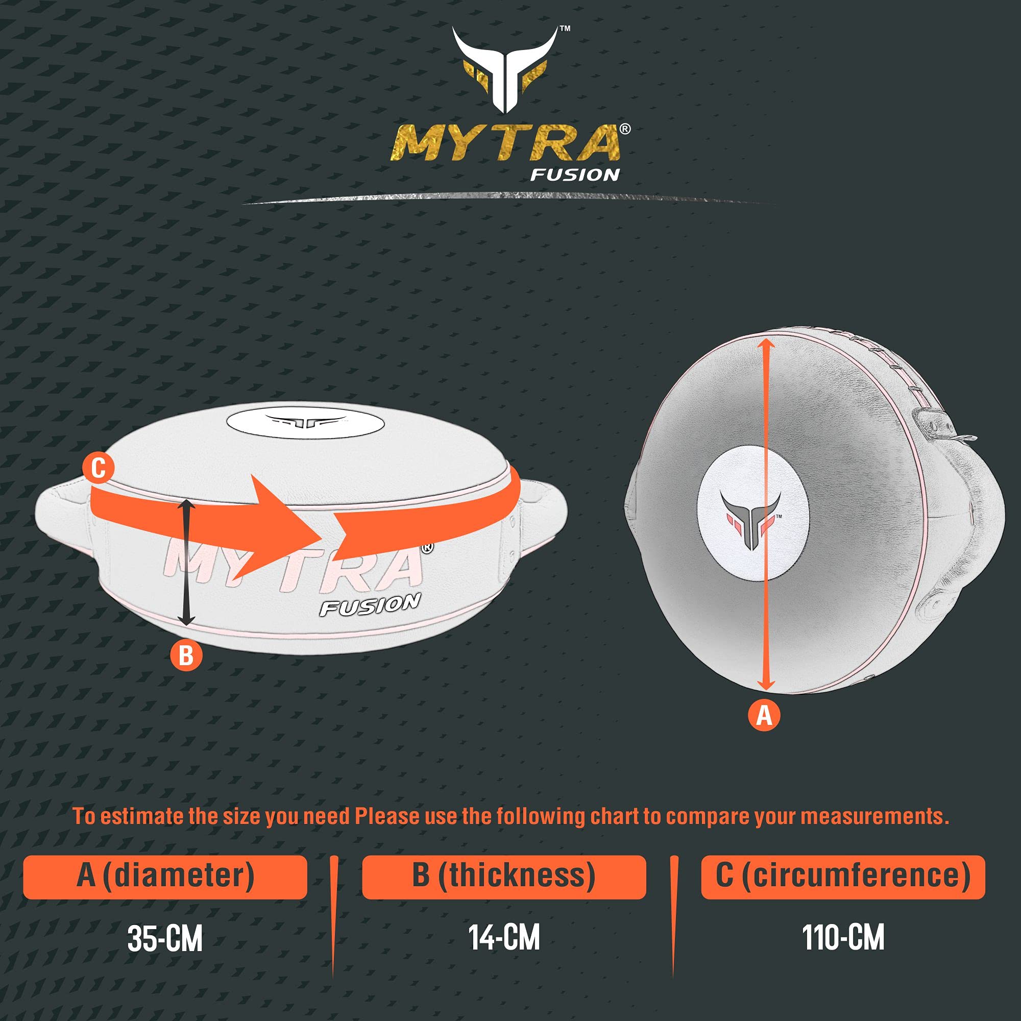 Mytra Fusion Pad da Boxe – Strike Pad Pad da Boxe in Vera Pelle Rotondo MMA, Muay Thai, Kickboxing, Training Focus Mitts