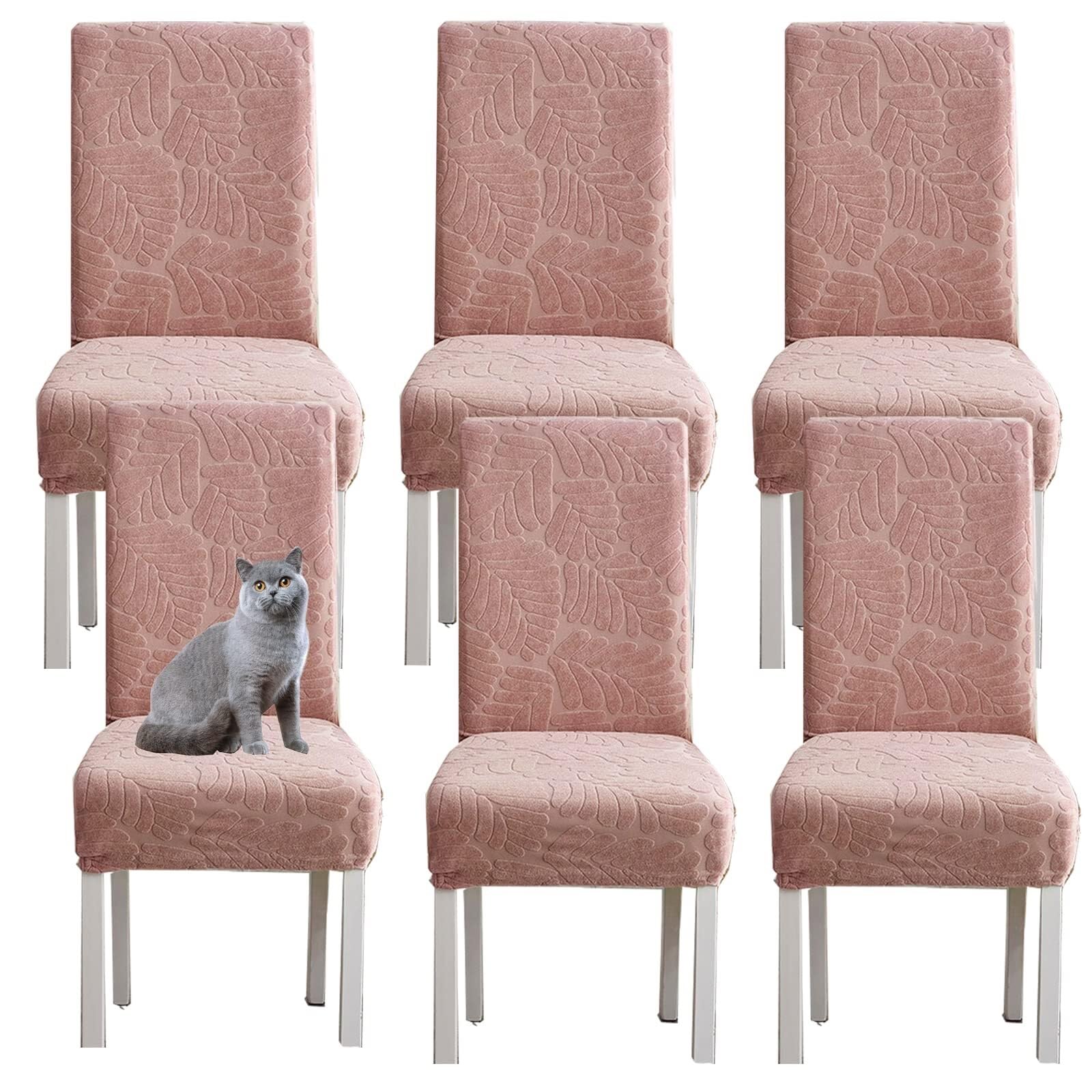 NMVAWIPT Jacquard High Back Stretch Knitted Fleece Chair Covers For Dining Room Home Wedding Banquet Hotel(#7,6pcs)