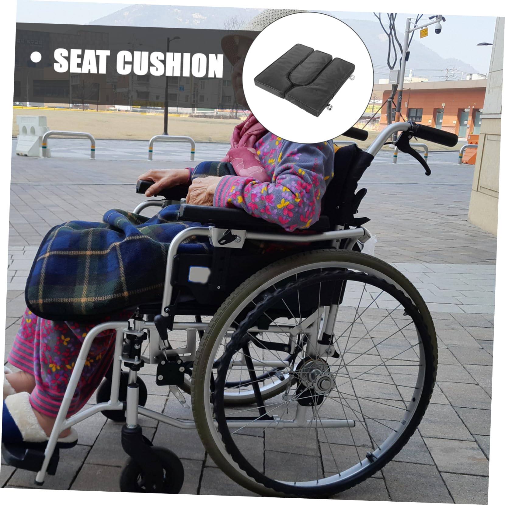 Almohadilla de Asiento para Silla de Ruedas Negra de Esponja y Cuero | Transpirable y Portátil, Repuesto Flexible para Uso Diario, Diseño Cómodo para Usuarios de Silla de Ruedas