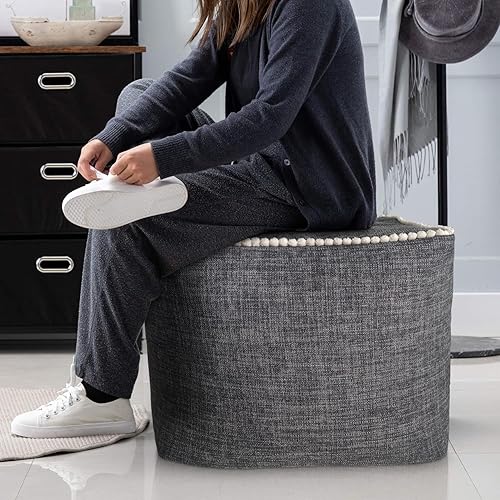 Miniatura 6 de Louis Donné Funda para puf cuadrada sin relleno, cubos de almacenamiento de 15 pulgadas, puf otomano, reposapiés, pufs para sala de estar, regalos