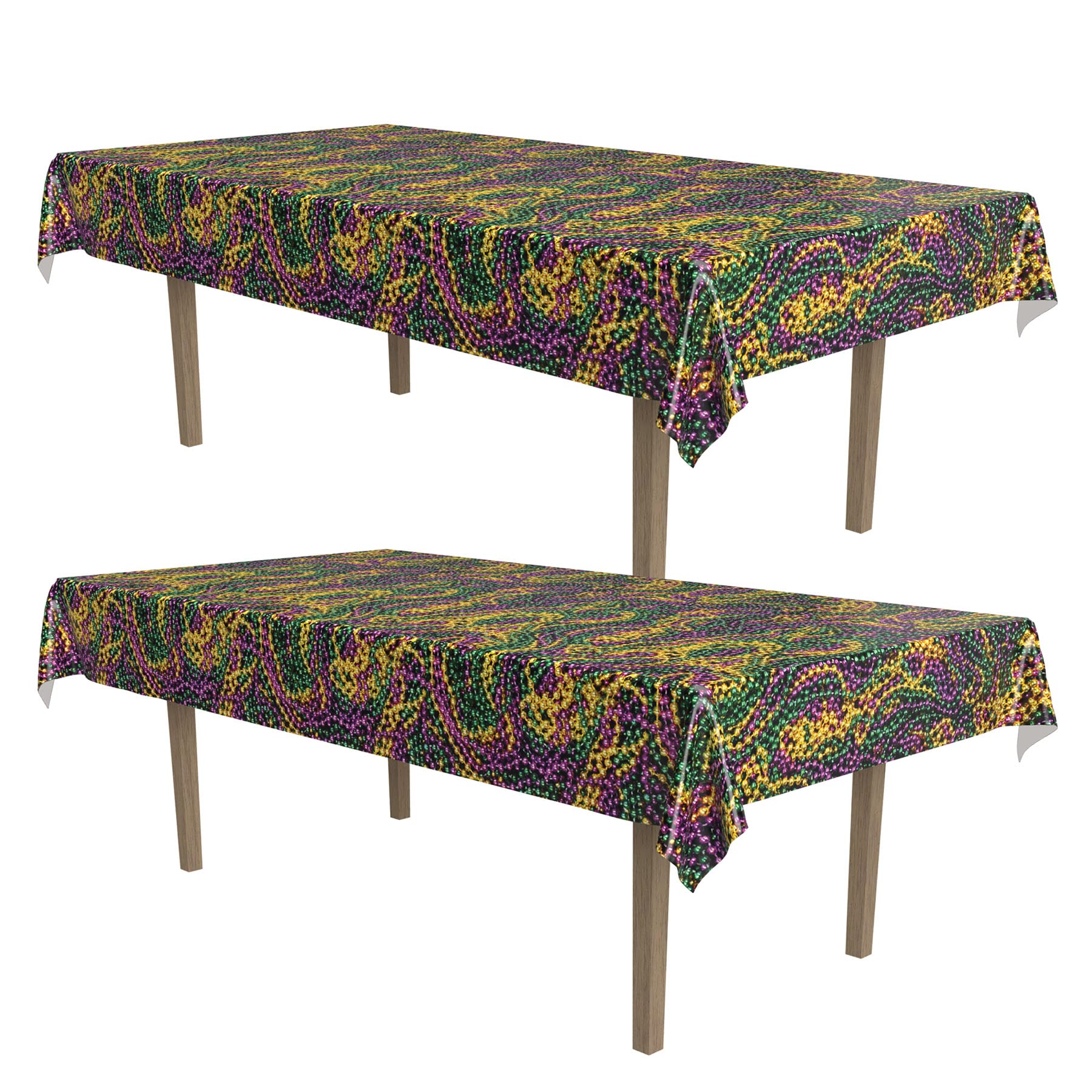 Fournitures de fête masquée et nappe rectangulaire Mardi Gras plastique lot de 2