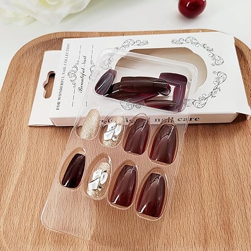 Miniatura 9 de 24 piezas de uñas postizas a presión medianas a la moda con diseño de camelia verde cristal, uñas postizas acrílicas brillantes, reutilizables, de