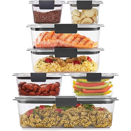 Rubbermaid Brilliance BPA Free Food Storage Containers with Lids, Airtight, for Lunch, Meal Prep, and Leftovers, Set of 7
