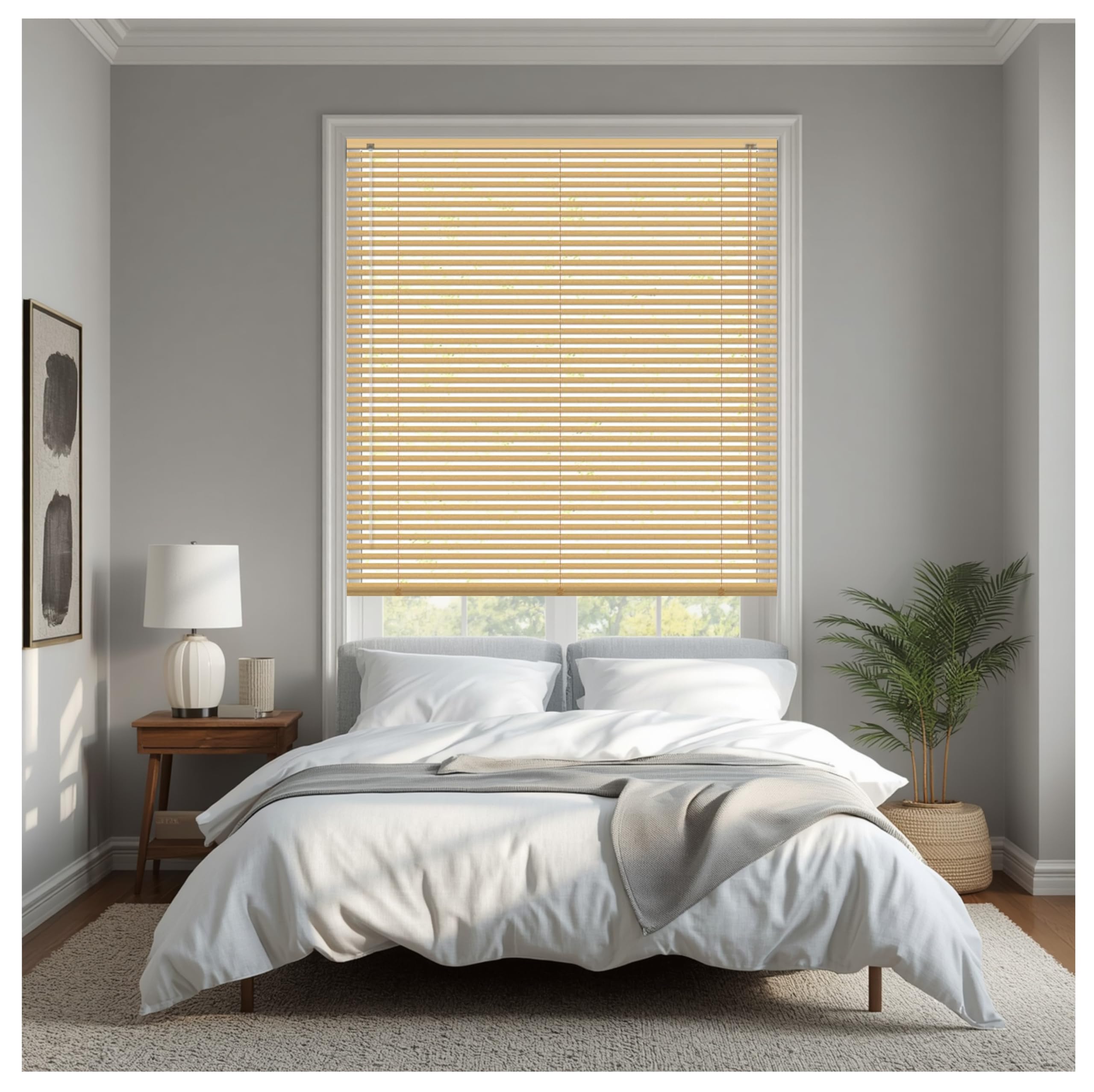 REHAN & CO Natural 75 x 150cm PVC Wood Grain Effect Venetian Blinds