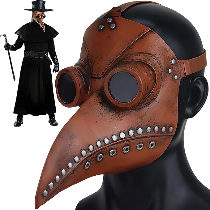 Plague Doctor Bird Mask, Wikay Long Nose Beak Cosplay Steampunk Leather Bird Mask Halloween Costume Props Mask for Festival Party Dress Up Cosplay (Black