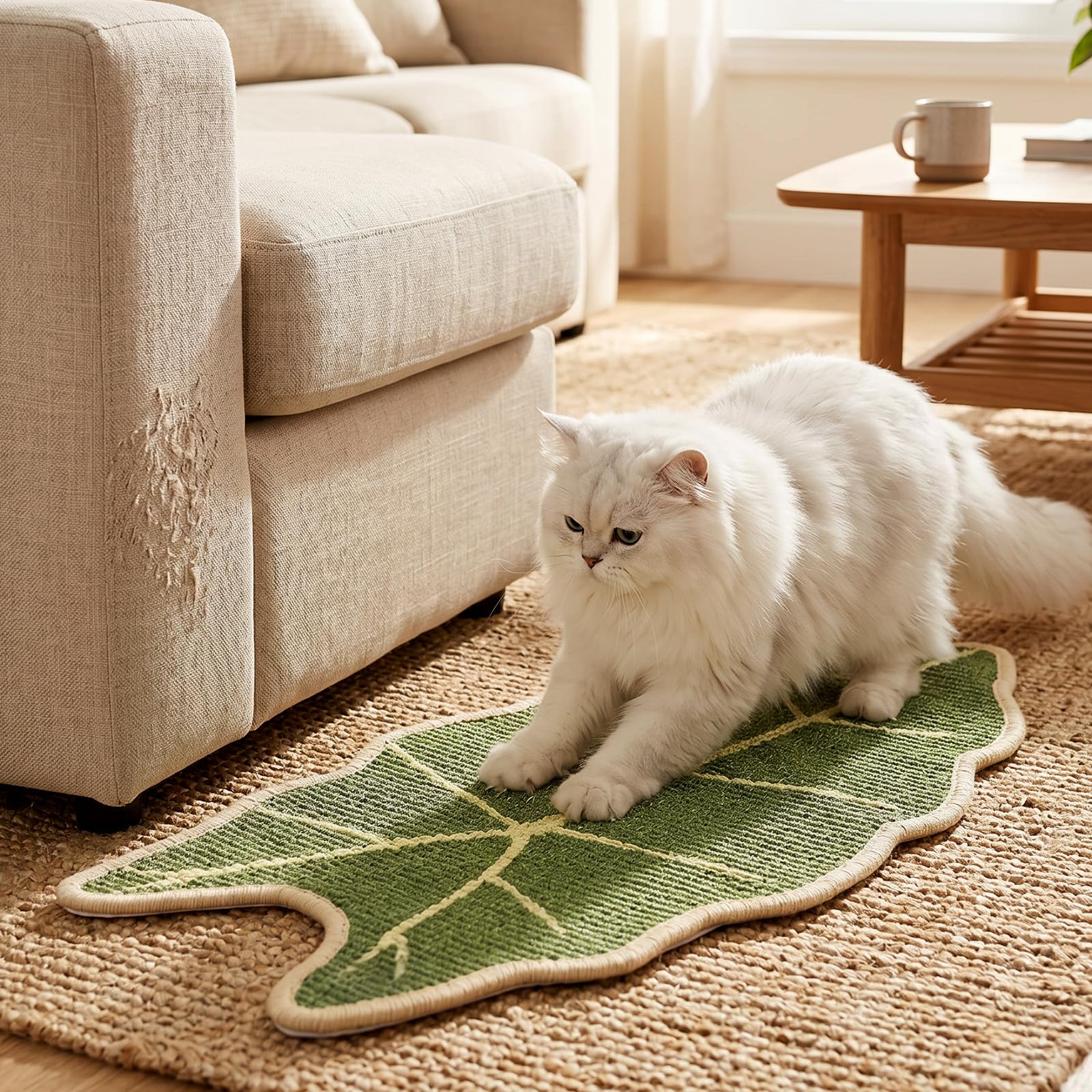 Cat Scratching Mats, Natural Sisal Scratching Pad Rug, 33x65cm Indoor Cat Scratch Mat with Anti-Slip Backing, Wall Couch Furniture Protector for Cats Grinding Claws(Style 1)