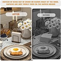 Vista 6 de Servilletero para mesa, dispensador de servilletas de pie de hierro de madera para mesa de comedor, granja, cóctel, picnic, soportes de madera