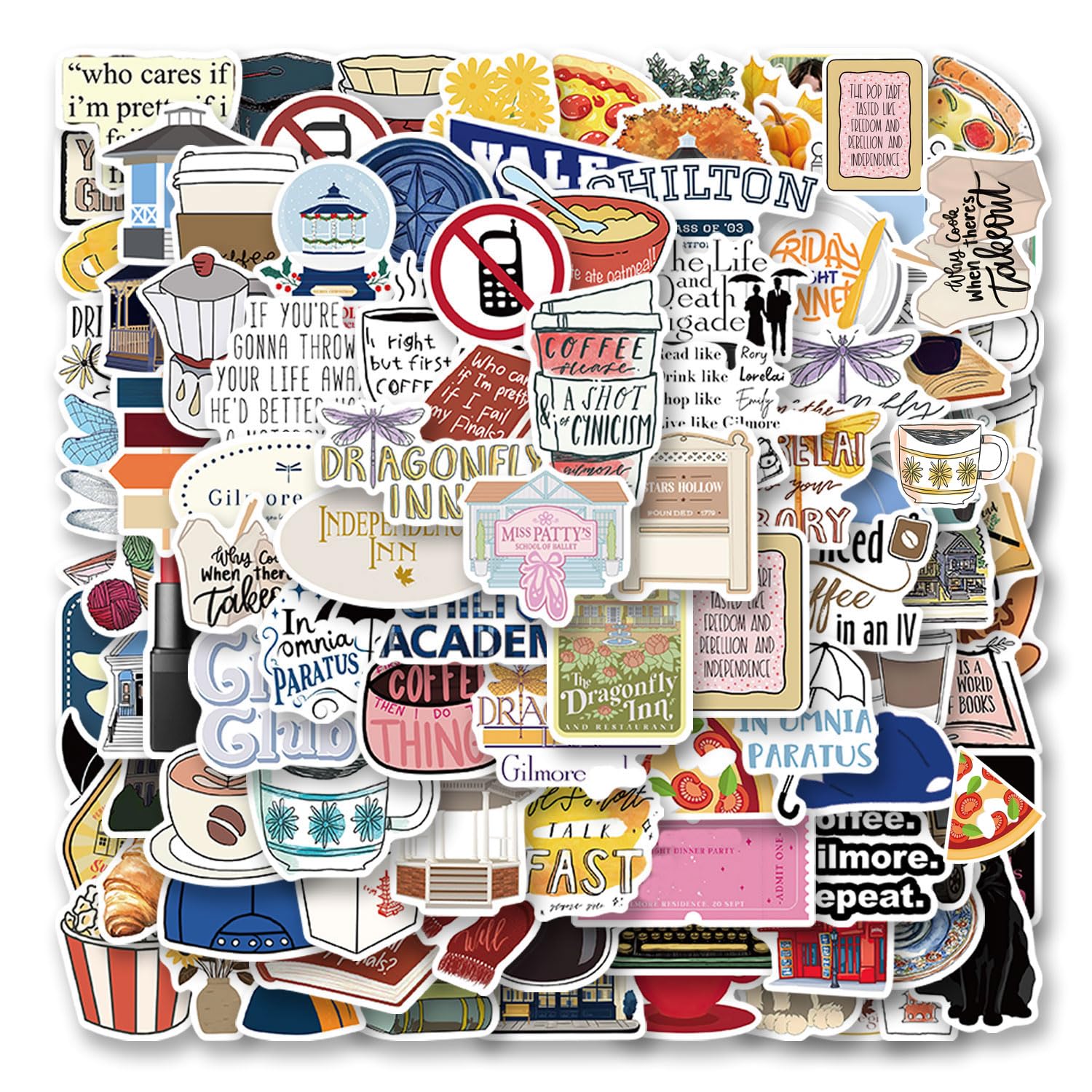 Photo 1 of 100Pcs Funny Gilmore TV Show Stickers Cartoon Aesthetic Sticker Pack Waterproof Vinyl Decals for Laptop Ebook Readers Water Bottles Journal Scrapbook