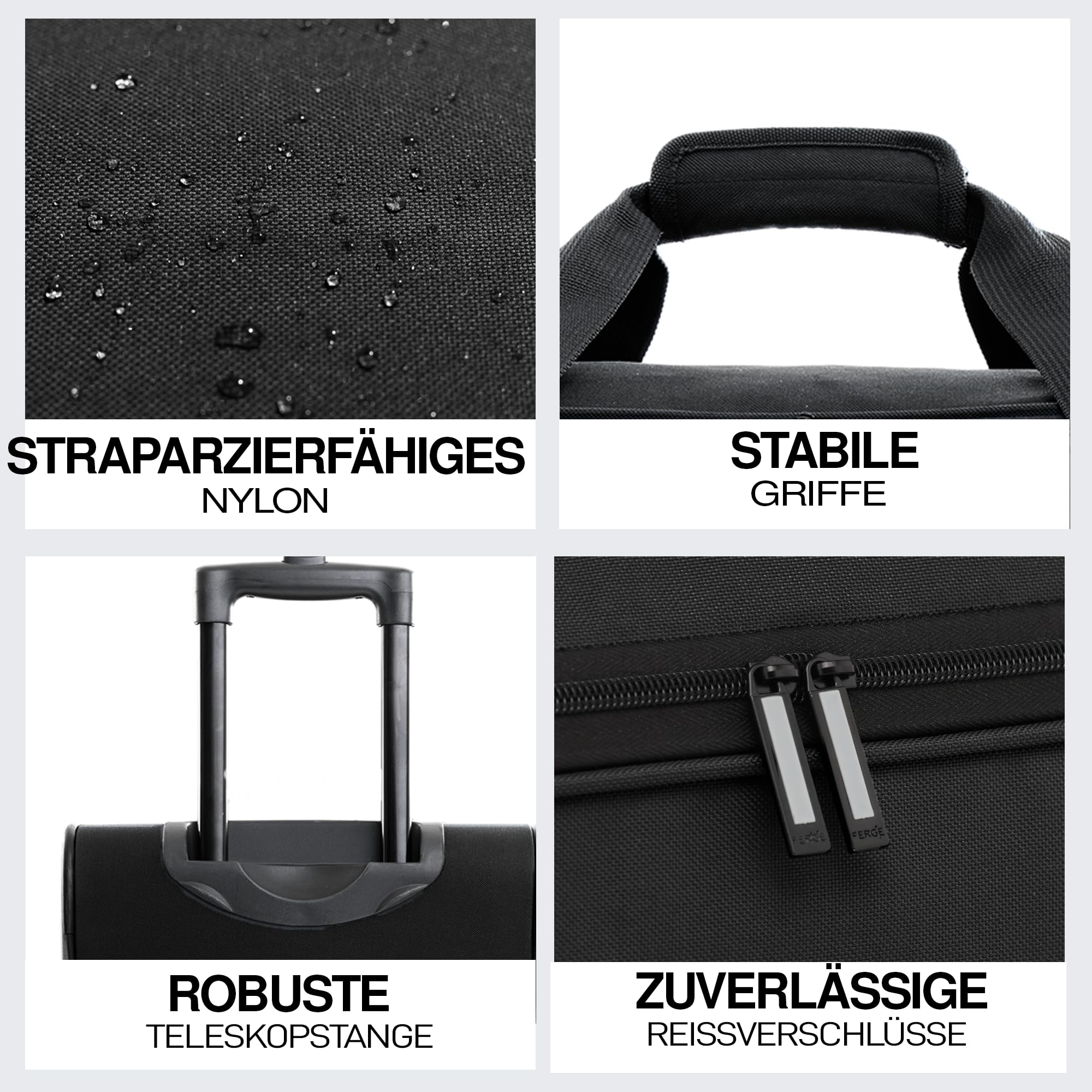 FERGÉ Reisetasche mit Rollen Paris | Separates Schuhfach Weichgepäck Trolley Reisetasche Weekender Paris 90 Liter, schwarz