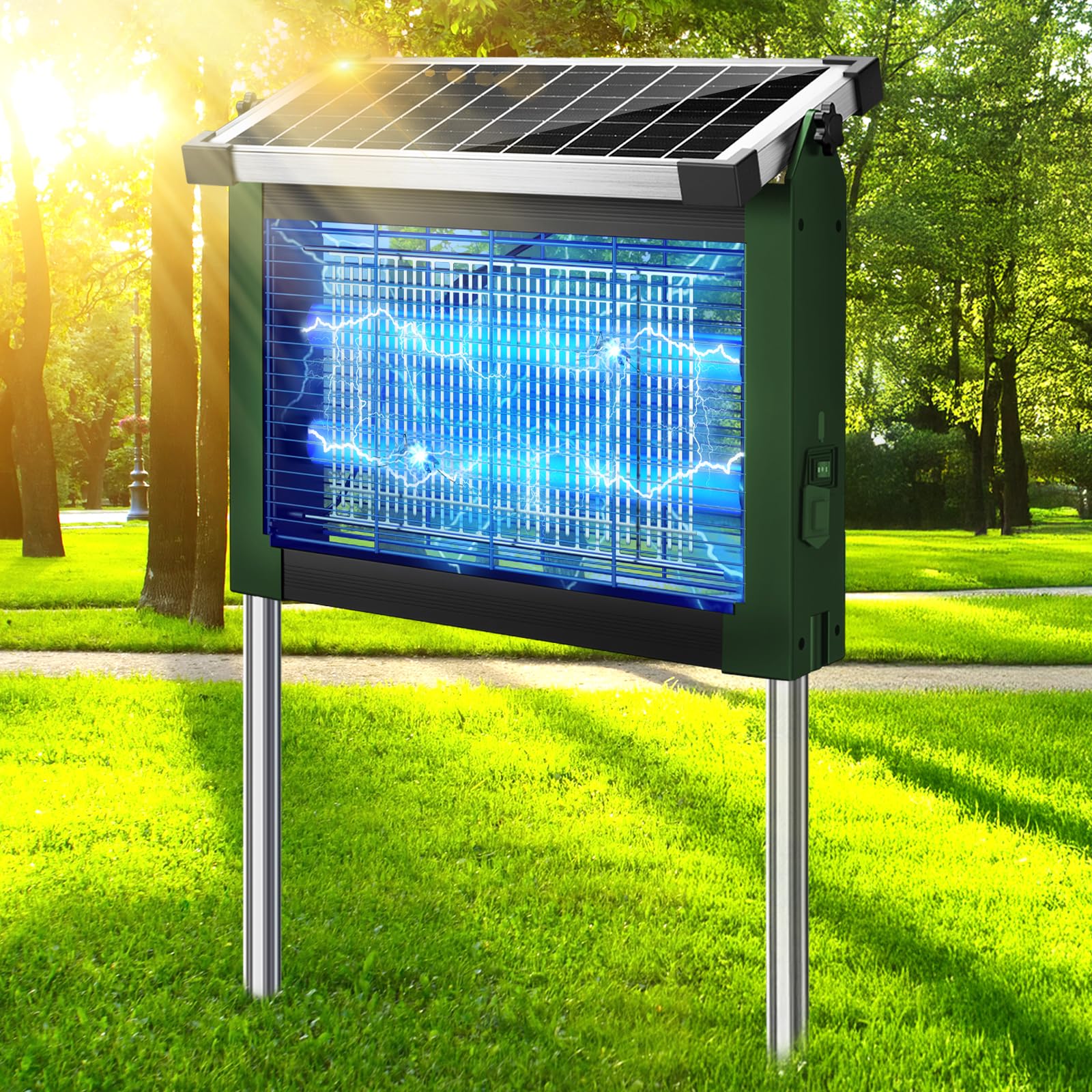 Solar Bug Zapper Outdoor Wasserdicht Moskito Zapper Outdoor Solarbetrieben 4500V Elektrischer Insektenvernichter Indoor w/Smart Lichtsensor Mückenfalle Fliegenvernichter für Terrasse Küche Garage Hof