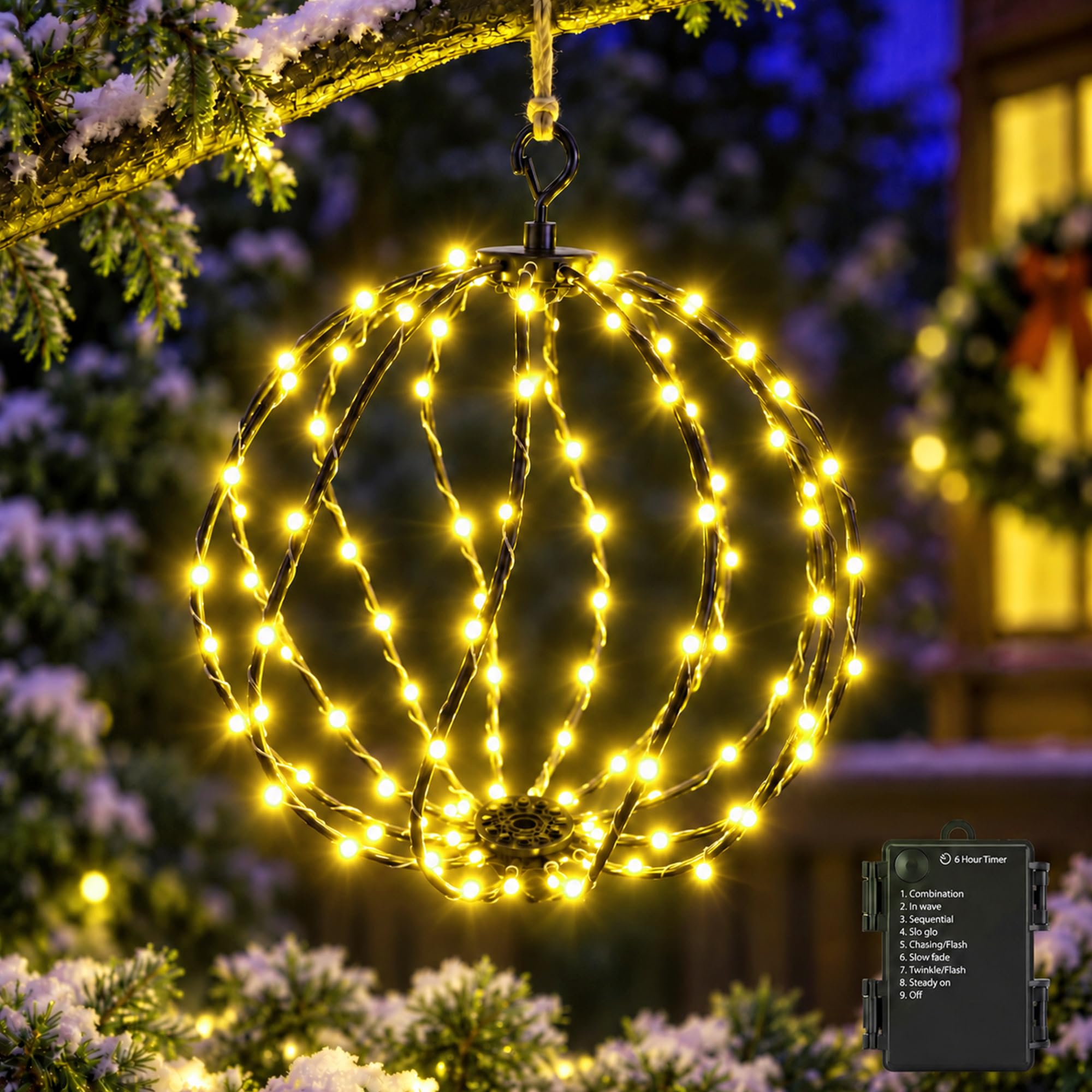 GYLEFY Luci di Natale LED Sferiche per Esterno, Bianco caldo, Modello Nuovo