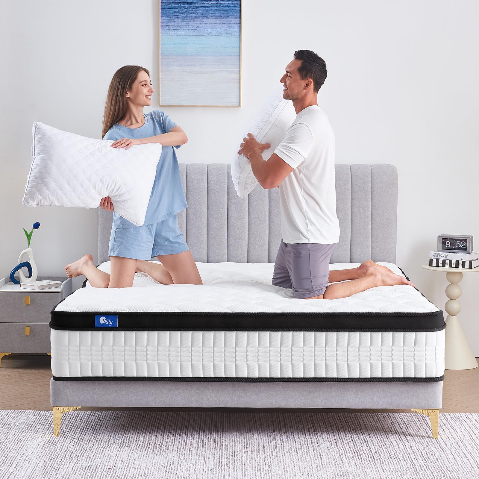 Matelas 90x200 26cm Épaisseur, Matelas à Ressorts Ensachés - Soutien 7 Zones, H4 Dureté Moyenne, Matelas Mousse Mémoire Forme Haute Densité, Certifié Oeko-Tex
