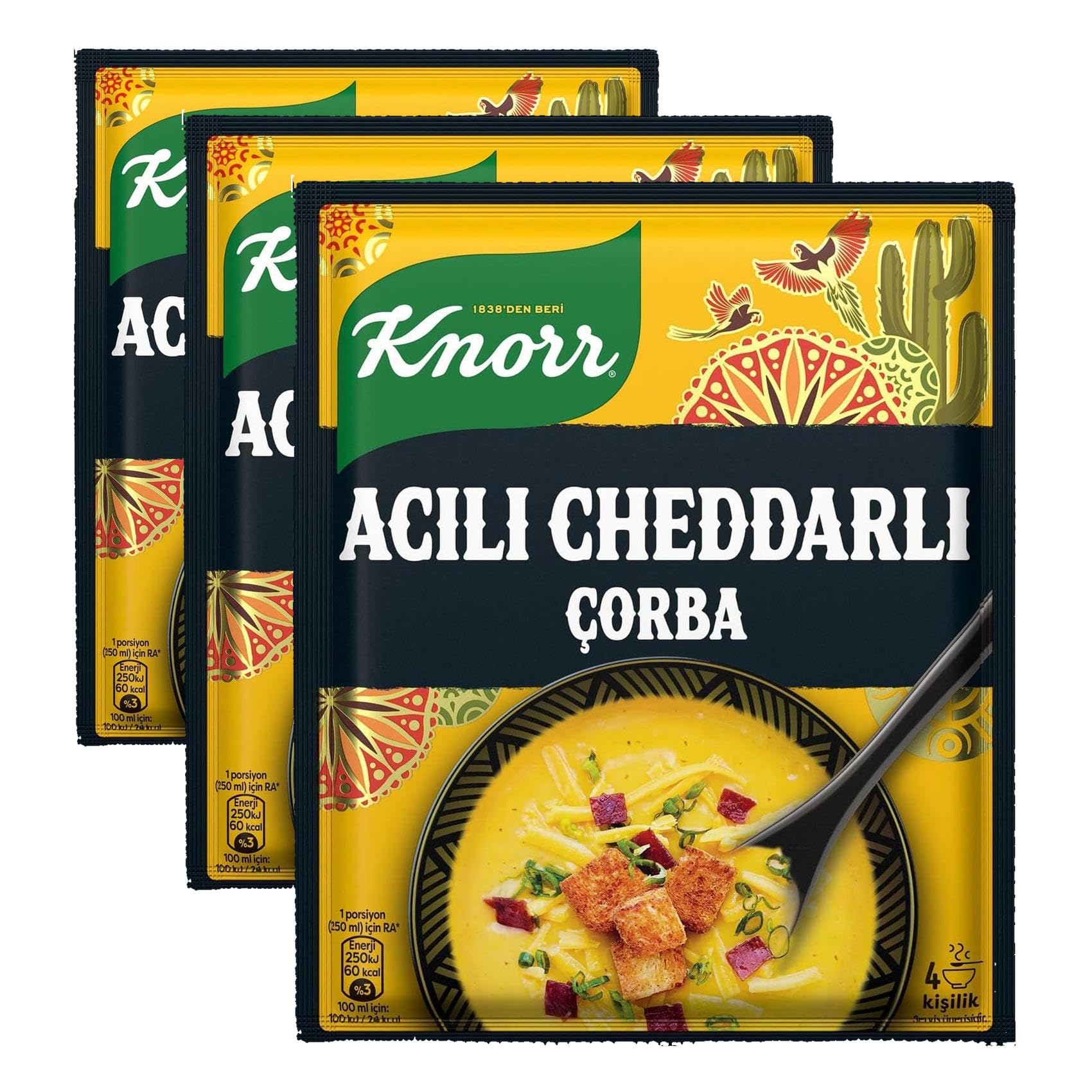 Knorr Acılı Cheddarlı Çorba 4 Kişilik 74g (3 paketi)