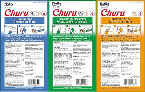 Miniatura 2 de INABA Churu Lickable Purée - Golosinas naturales para gatos paquete variado de atún y pollo 36 tubos
