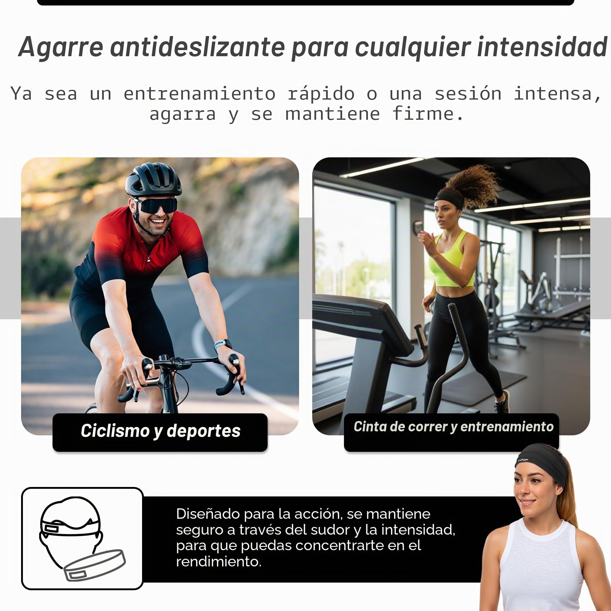Halo Headband Air Series-Bandit - Banda para el Sudor de 4 Pulgadas de Ancho para Hombres y Mujeres - Mantiene el Cabello en su Lugar y el Sudor Fuera de tu Cara