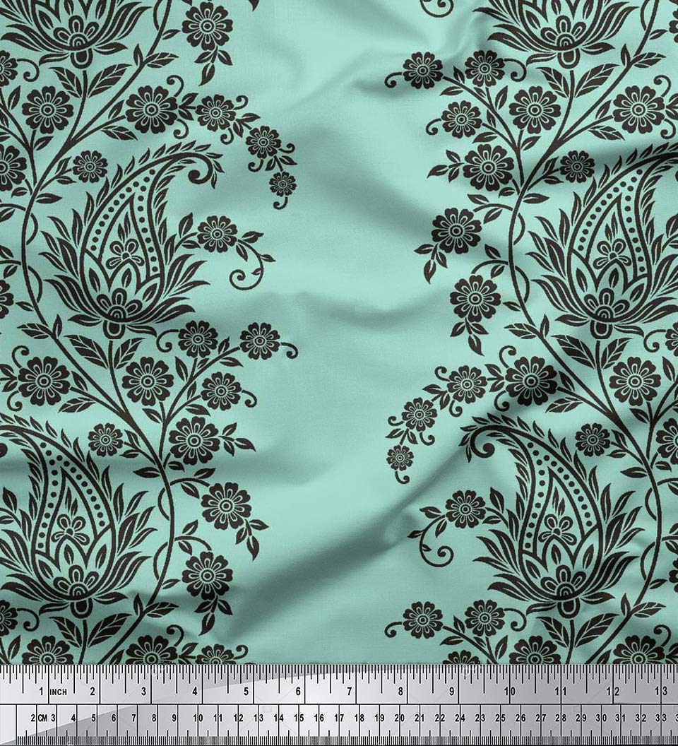 Soimoi 130 GSM Moss Georgette Floral Paisley Printed Fabric by The Meter 44" Inches Wide - Aqua (B076FWYX32) Amazon Price History, Amazon Price Tracker
