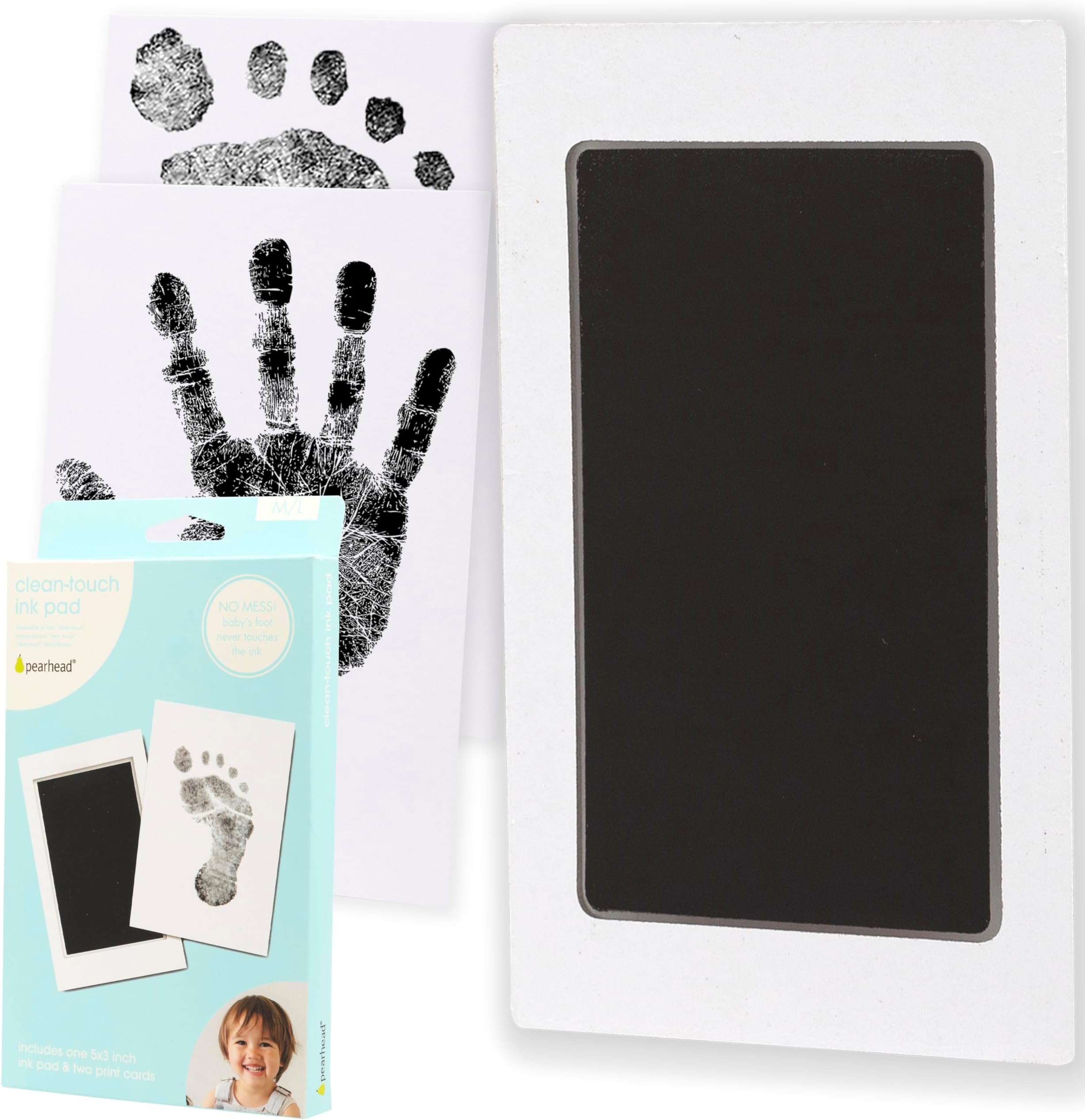 Clean-Touch Ink Pad - M/L Capture and cherish your little one’s prints forever with Pearhead's Clean-Touch Ink Pad. This medium to large ink pad achieves a highly detailed black print of your child.