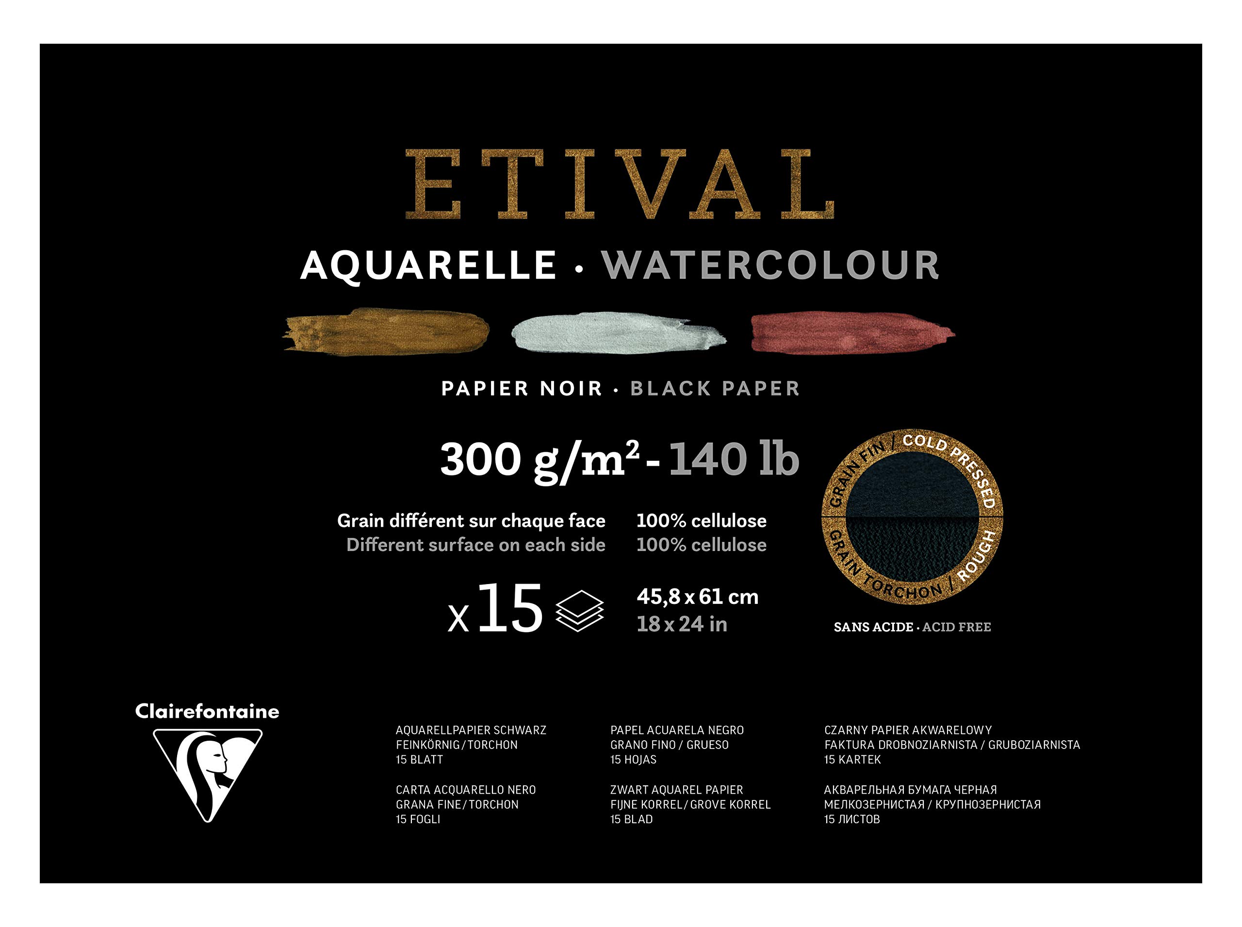 Clairefontaine 975323C Malblock Etival 46x61cm 15 Blatt 300g Schwarz