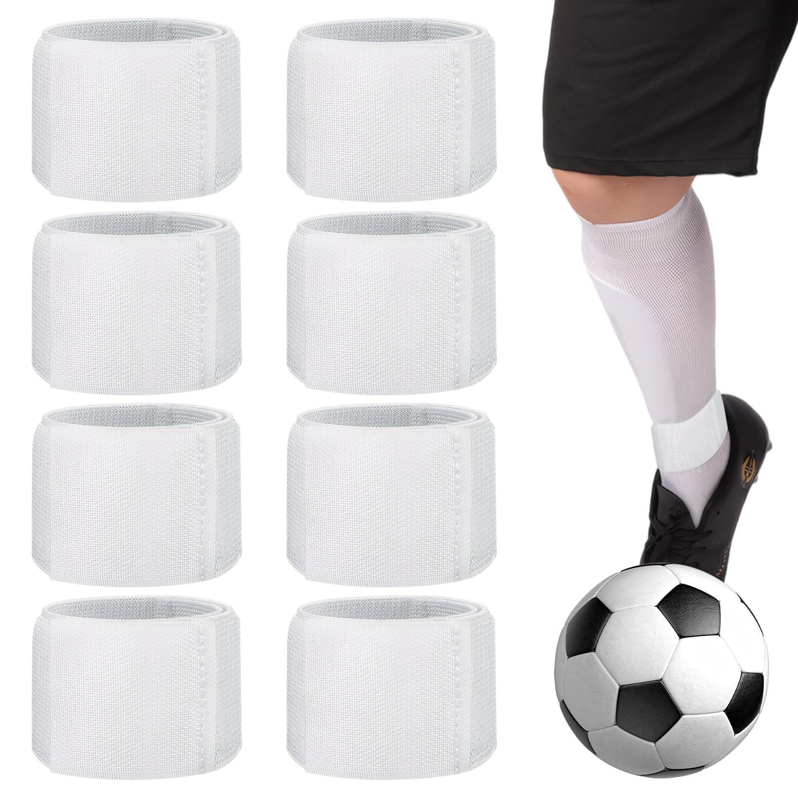 8 Correas Ajustables Para Espinilleras De Fútbol - Nylon, 30x5 Cm, Con Velcro, Para Hombre Y Mujer