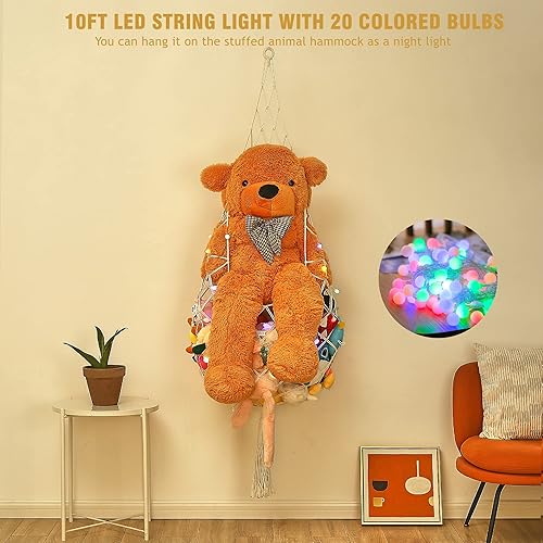 Miniatura 6 de Hamaca de animales de peluche, red de animales de peluche o hamaca con hamaca LED para almacenamiento de animales de peluche, red de macramé,