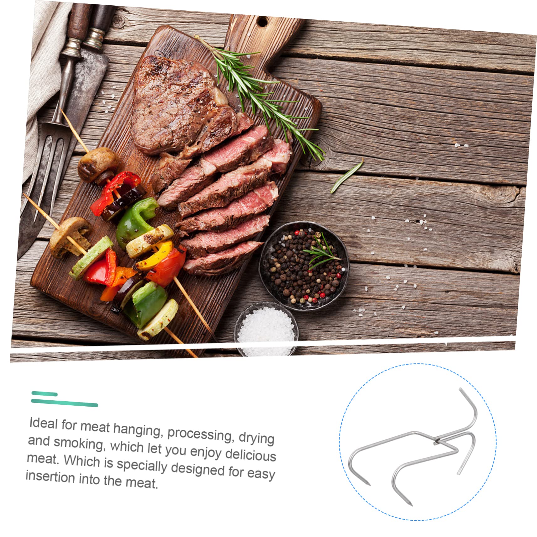 Cabilock Set of 4 Double Hook BBQ Racks Strong Steel Construction for Smoker and Hooks