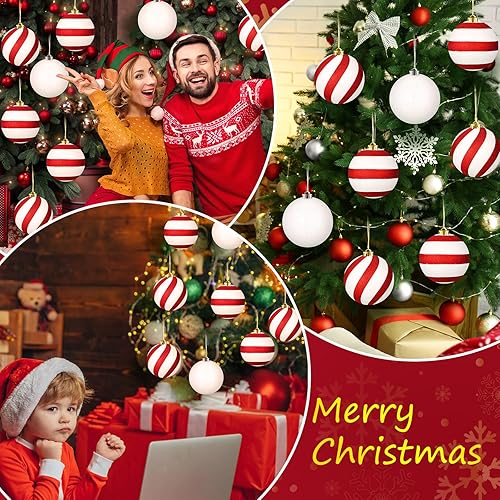Miniatura 7 de Paquete de 8 adornos de Navidad extra grandes para exteriores, bolas rojas y blancas de 6 pulgadas, decoración de árbol de Navidad, bolas de