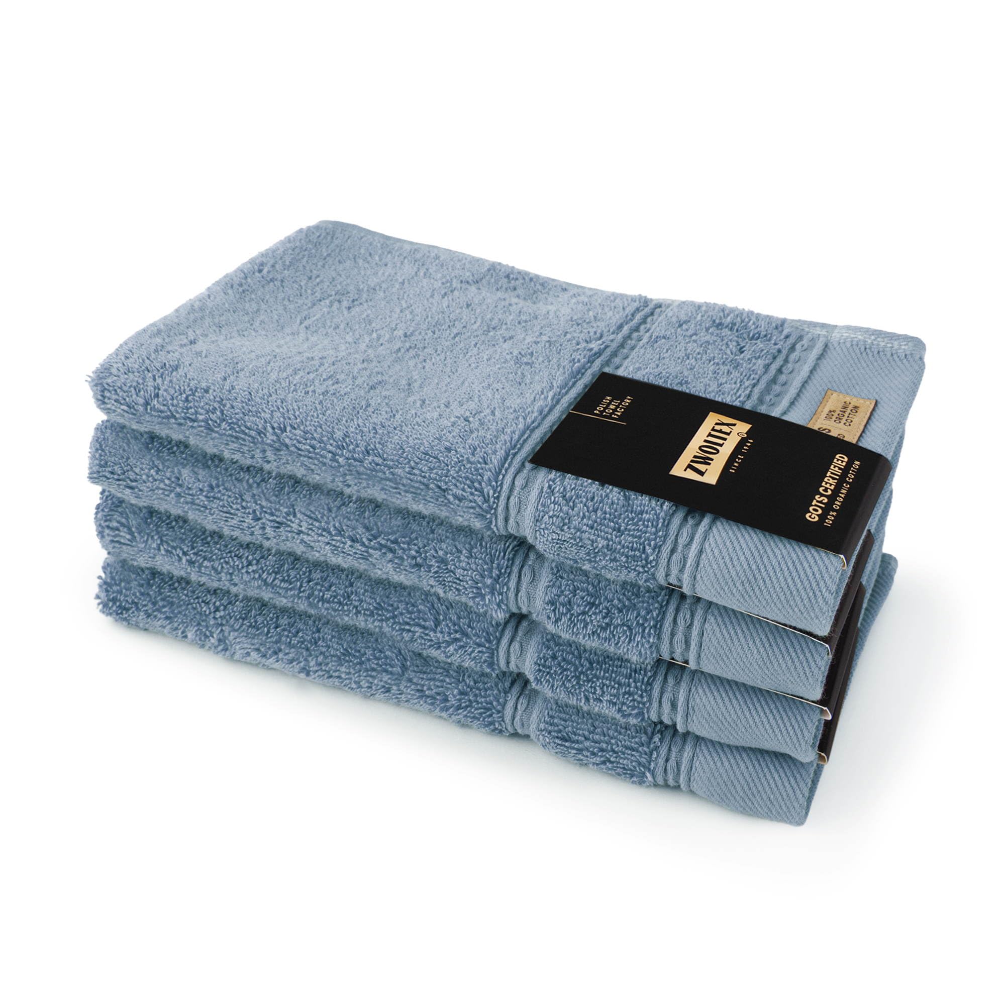 ZWOLTEX - Premium Gästehandtücher 30x50 Blau [4er Set - 650 g/m²], 100% Bio Baumwolle GOTS Zertifizert, ÖKO-TEX, Ultra Weich & Saugfähig - Queen Collection