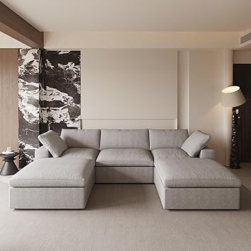 Cloud Modular Sectional Sofa Couch,120.45" U Shaped Convertible Couches with Storage Ottoman for Living Room,Minimalist Deep Sofa Couches,Sofa Covers Washable&Replaceable