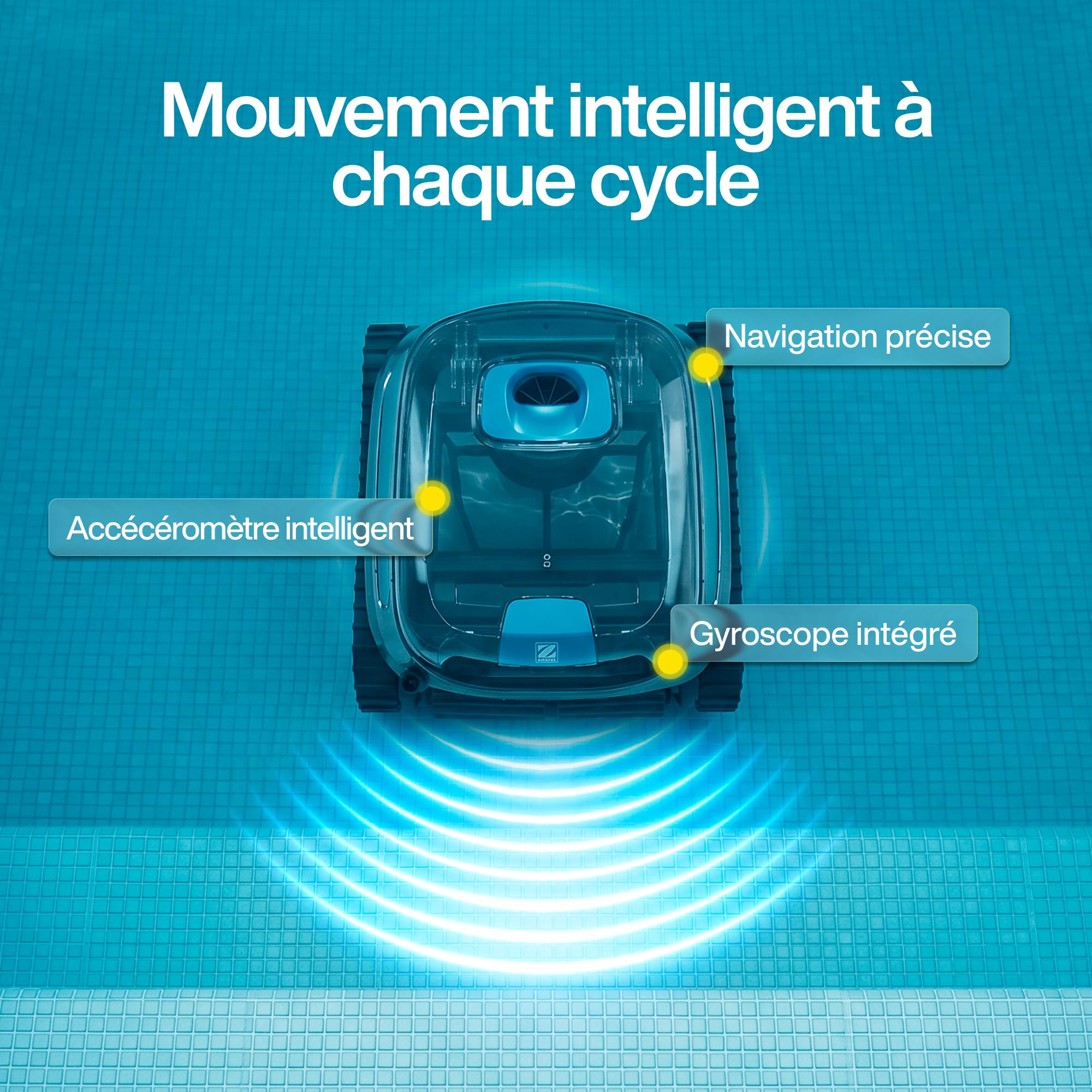 Robot Piscine électrique CNX 30 IQ Zodiac pour Piscine jusqu'à 12x6 m, Nettoyage Fond, parois et Ligne d'eau. Contrôle Via app. Inclus câble 18m, Double Filtration et boîtier de Commande.