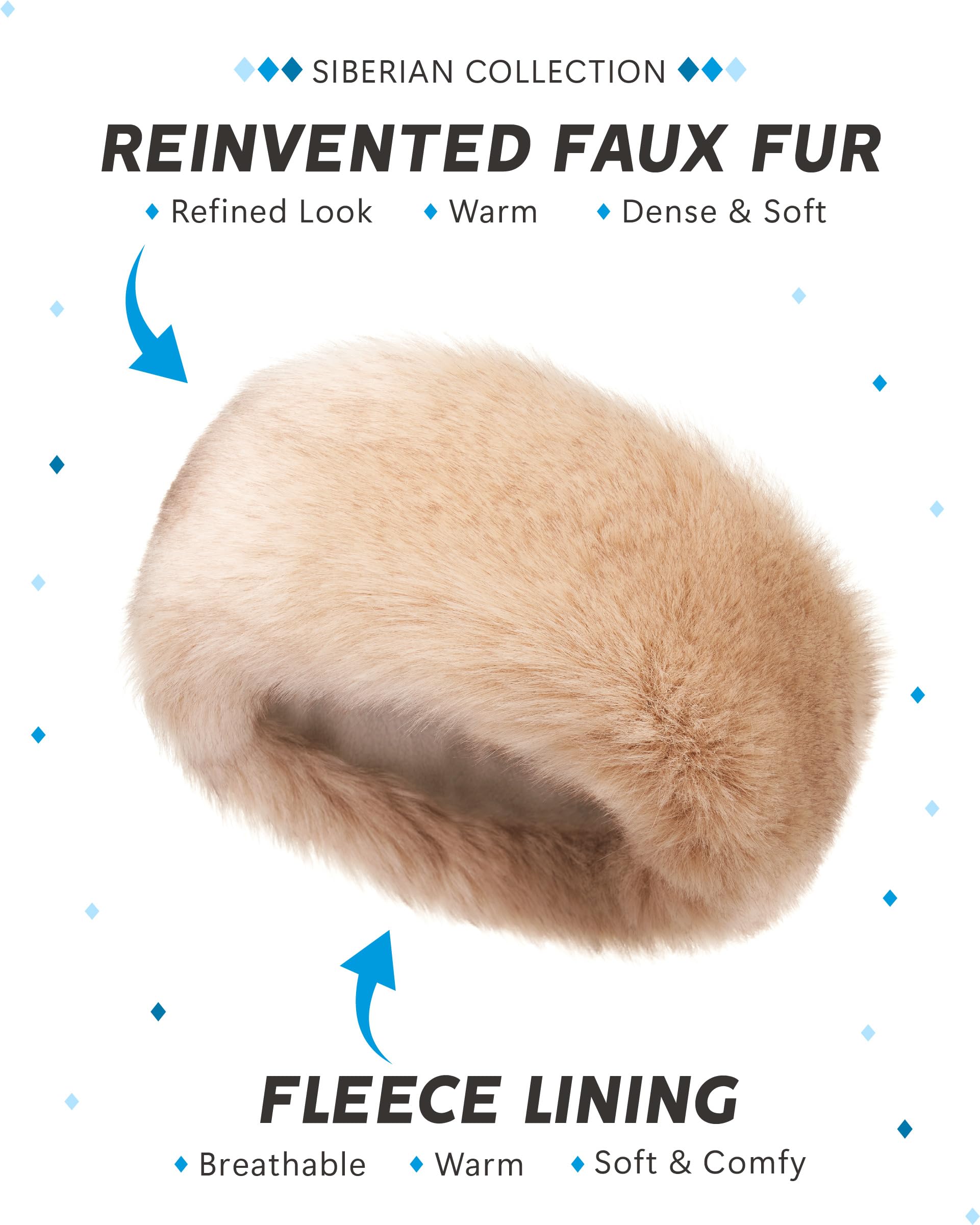 Futrzane Siberian Headband - Womens Faux Fur Headbands - Fluffy Russian Earband - Size M (Gold Siberian) - Image 4