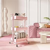 Vista 3 de Carrito de almacenamiento con ruedas de metal, carrito utilitario de 3 niveles con ruedas, organizador multifuncional para cocina, dormitorio