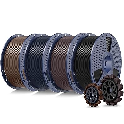 SUNLU PLA+2.0 3D Printer Filament Bundle, 4KG Upgrade PLA+ Filament 1.75mm, Tougher and Stronger, Dimensional Accuracy +/-0.02mm, 1KG per Spool, 4 Packs, 4KG Total, Black