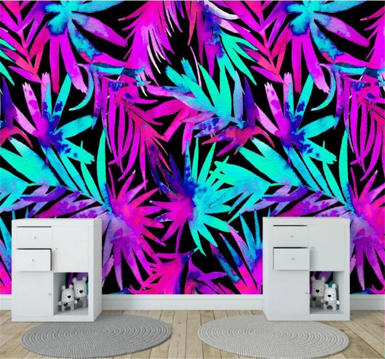 Tzxztt Minimalist Colourful Tropical Plants Leaves Modern 3D Wallpaper Premium Textured Silk Neutral Tones Material Ideal for Living Room Bedroom-150cm×105cm