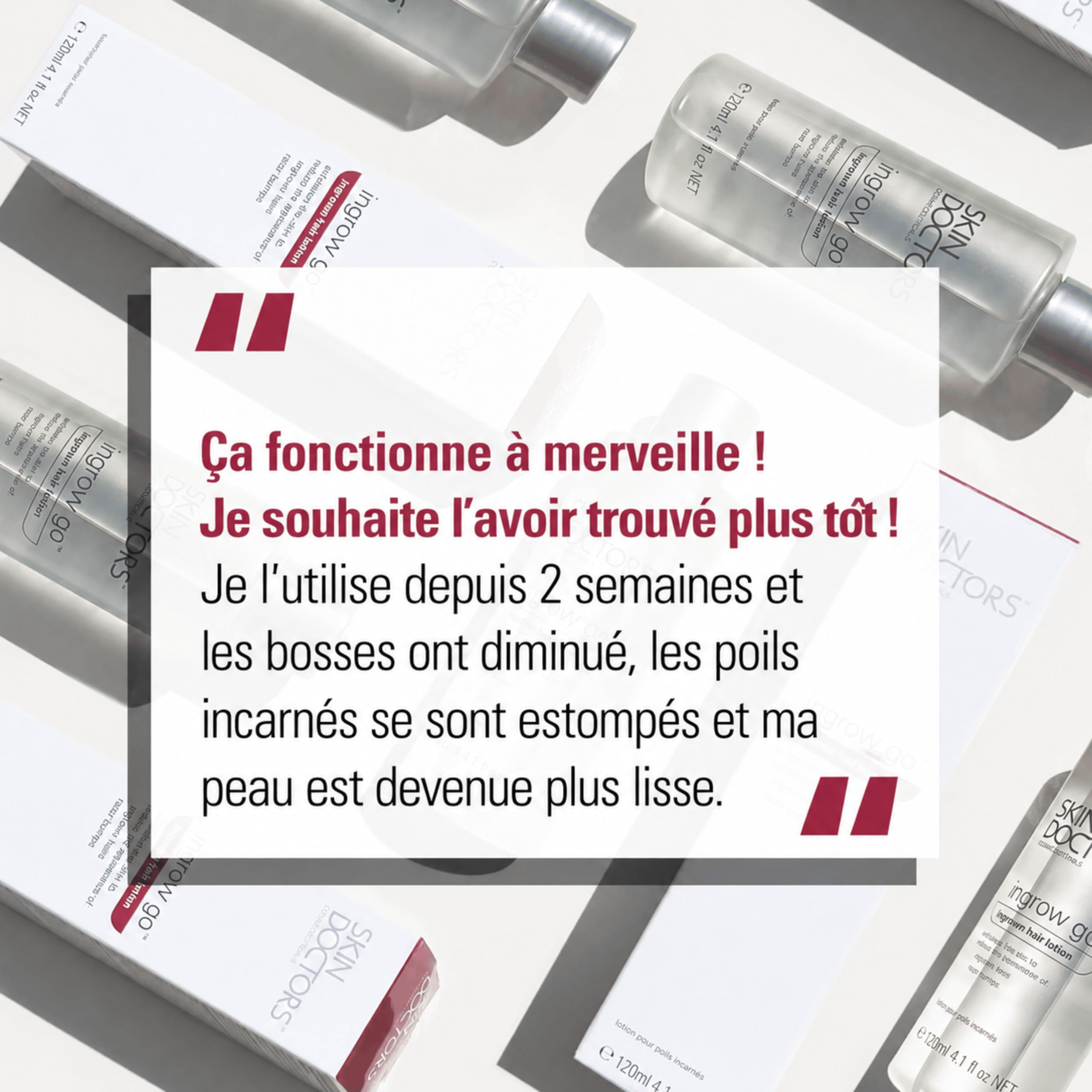 Skin Doctors Ingrow Go Lotion, Soin Anti-Poils Incarnés, Prévient et Réduit les Poils Incarnés après Rasage ou Épilation, Jambes, Zone du Maillot, Aisselles, Visage, 120 ml