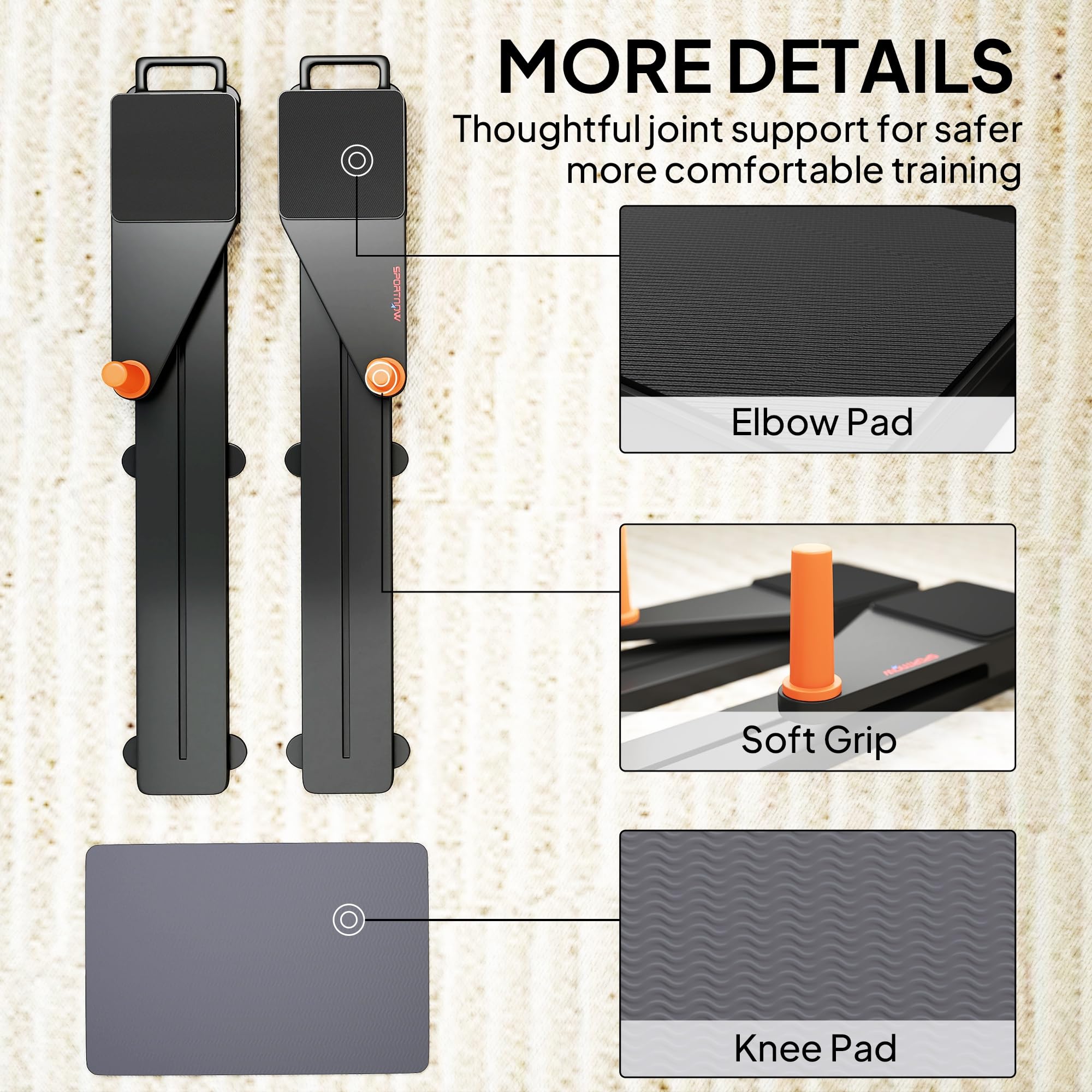 SPORTNOW Liegestützbrett 2er Set, tragbares Liegestützbrett mit zwei Gleitschienen, Knieschützer, Liegestützständer Pilates Reformer Maschine für Home Gym, multifunktionales Trainingsgerät für Männer