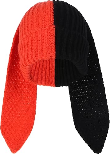 Miniatura 8 de Gorro de conejo para mujer, lindo conejo de ganchillo, gorro de invierno, cálido gorro de calavera para esquí al aire libre