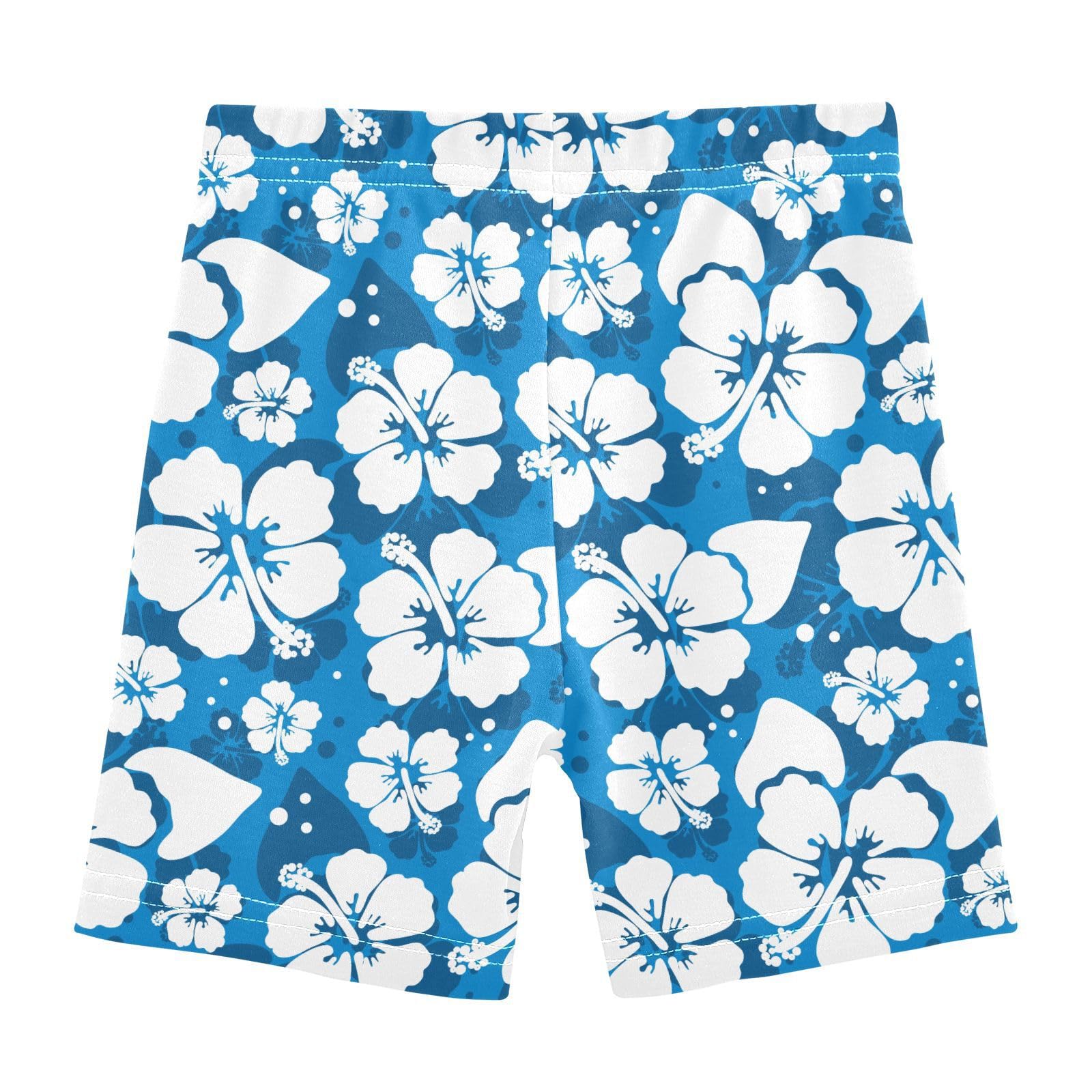 JHKKU Girls Hibiscus Blue Shorts Cotton Cartwheel Bike Kids Biker Under Dress Dance Short Girl Clothes 4T