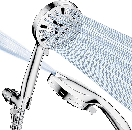 Cabezal de ducha de alta presión con 8 ajustes de pulverización de mano + 2 modos de limpieza de chorro de potencia, cabezales de ducha de lluvia de