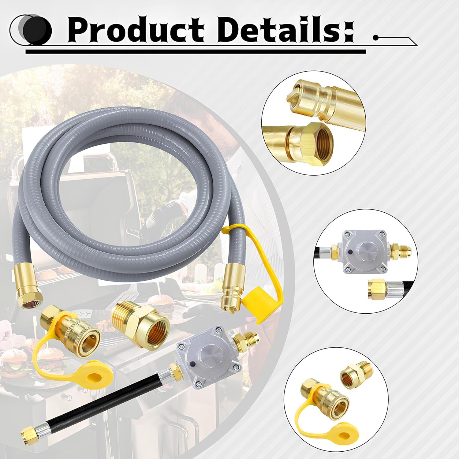 Propane to Natural Gas Conversion Kit, 10FT 1/2" Black Hose with Regulator, Fits Weber Genesis, Genesis II, Spirit Grills